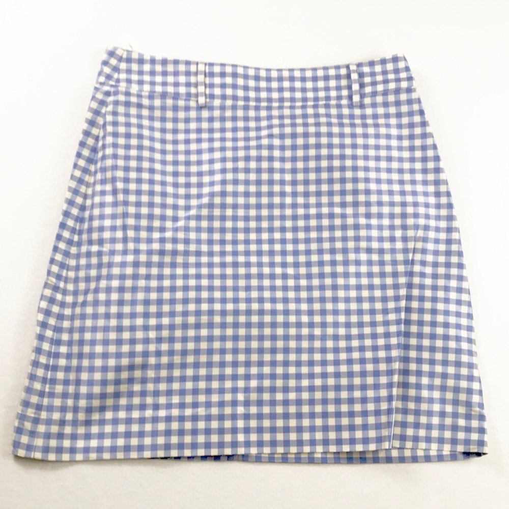 Ralph Lauren | Silk Blue & Whit Gingham Skirt